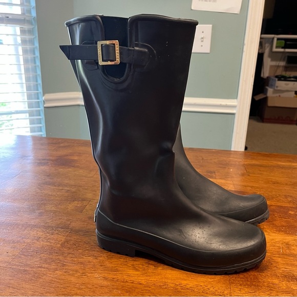 Sperry Top Sider Pelican black Rainboots women’s size 11 fleece lining - Picture 1 of 12